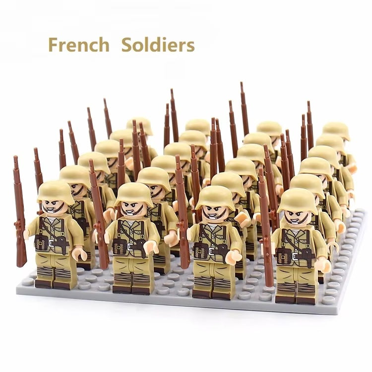 Military Blocks WW2 German USA British Army Soldiers Building Blocks Accessories Bricks Toys Kids