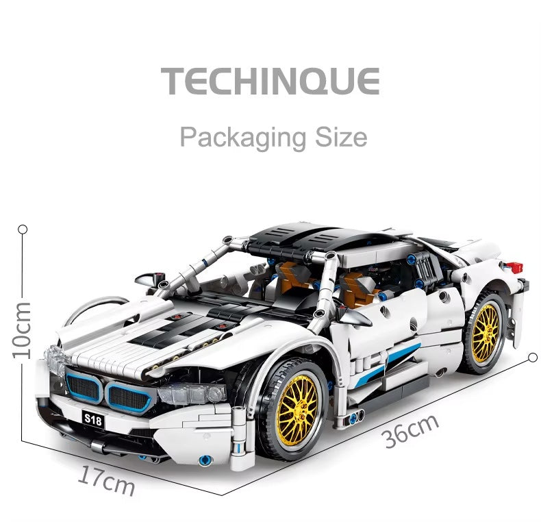 Creative 1270 pcs BW M i8 car block large size DIY Intelligence Assembled Building Block Toys