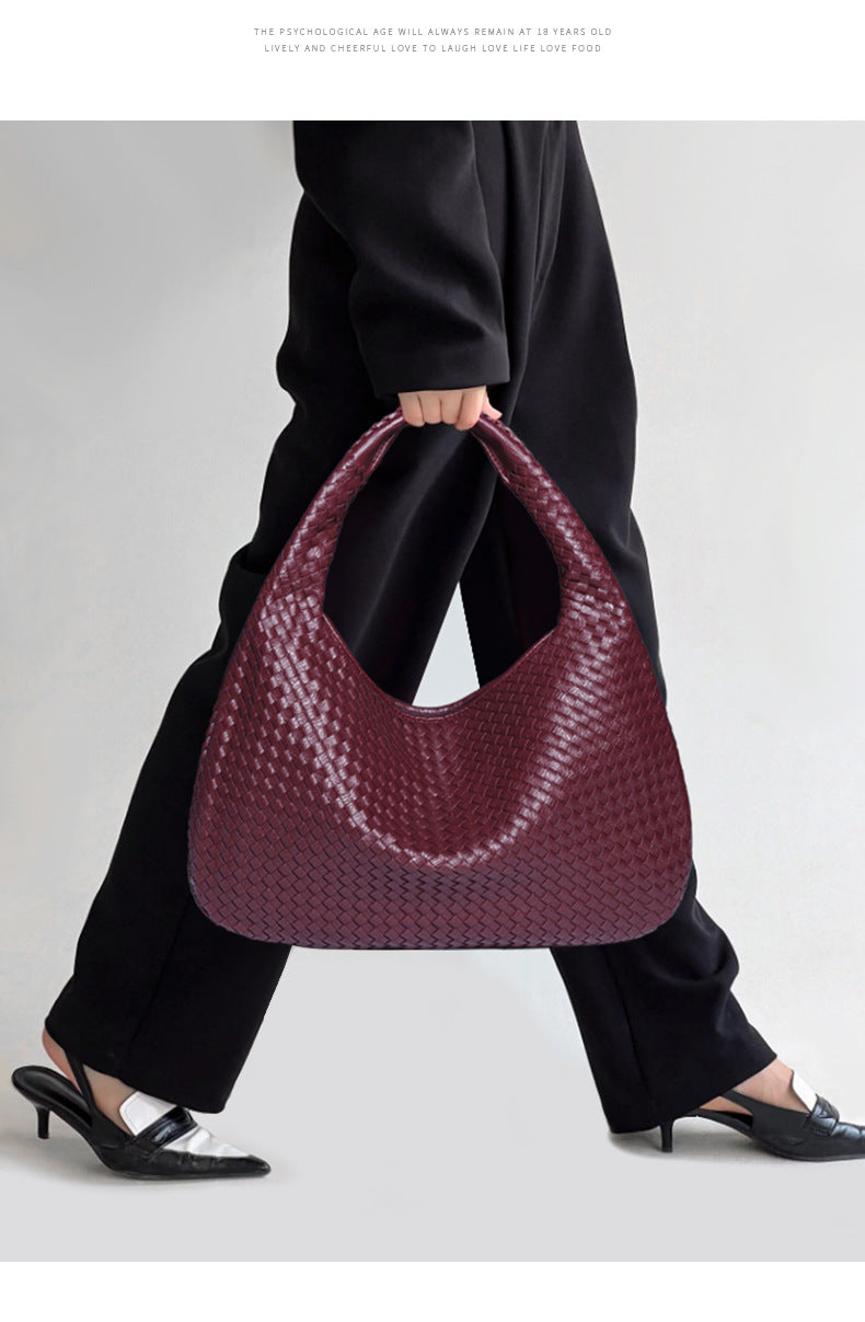 Weave Vegan Leather Shoulder Hobo Bag for women woven underarm bags