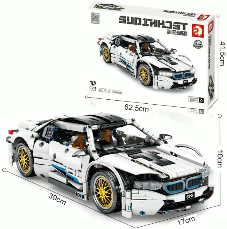 Creative 1270 pcs BW M i8 car block large size DIY Intelligence Assembled Building Block Toys