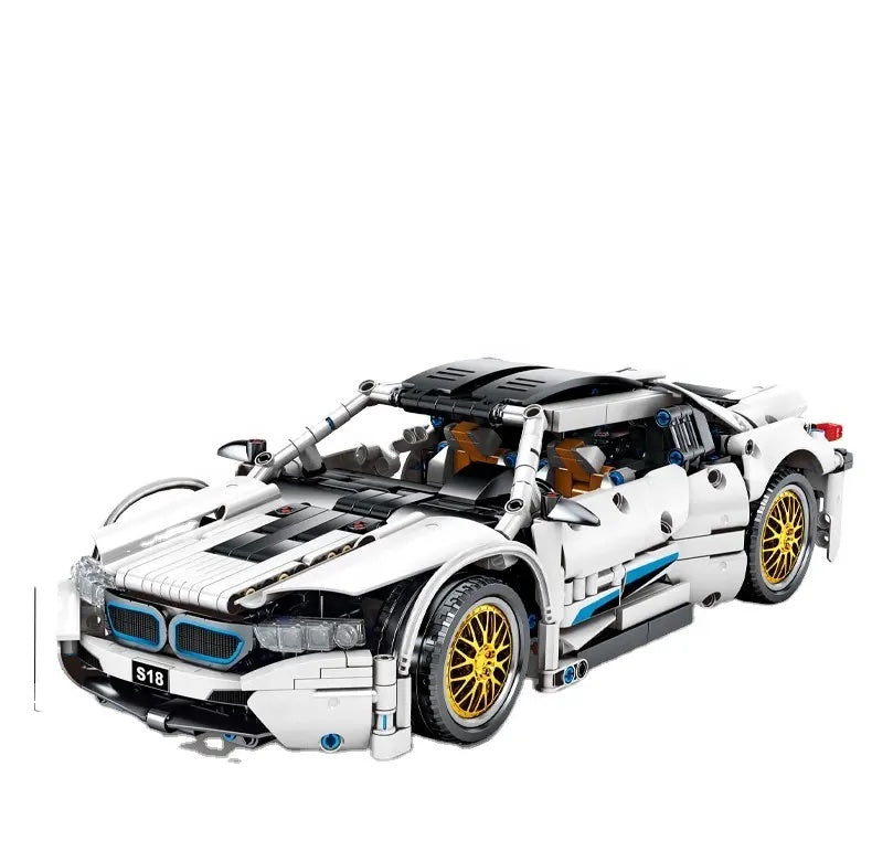 Creative 1270 pcs BW M i8 car block large size DIY Intelligence Assembled Building Block Toys