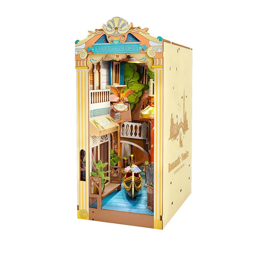 Robotime Rolife TGB08 Romantic Venice Miniature House 3D Wooden Puzzles DIY Book Nook Shelf Insert Christmas Gifts For Kids