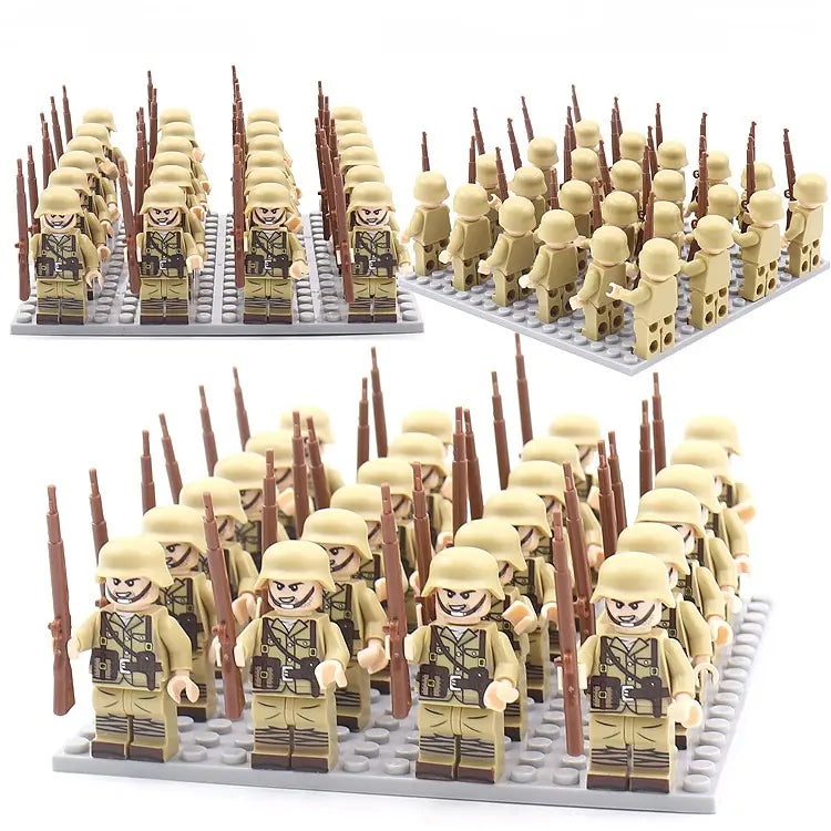 Military Blocks WW2 German USA British Army Soldiers Building Blocks Accessories Bricks Toys Kids