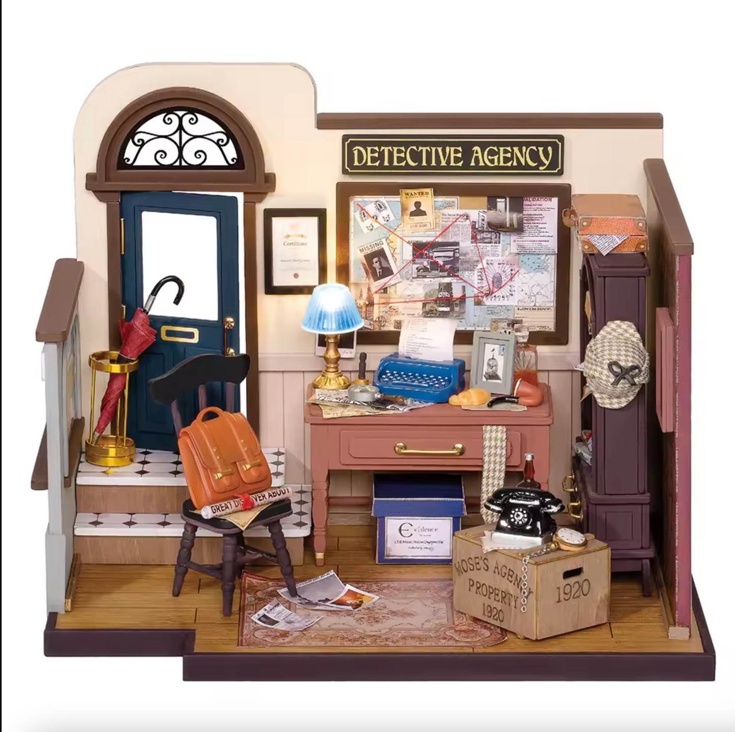 Robotime Rolife Contact Get 25% off 3D Wooden Puzzles DG157 Mose's Detective Agency DIY Miniature Doll House