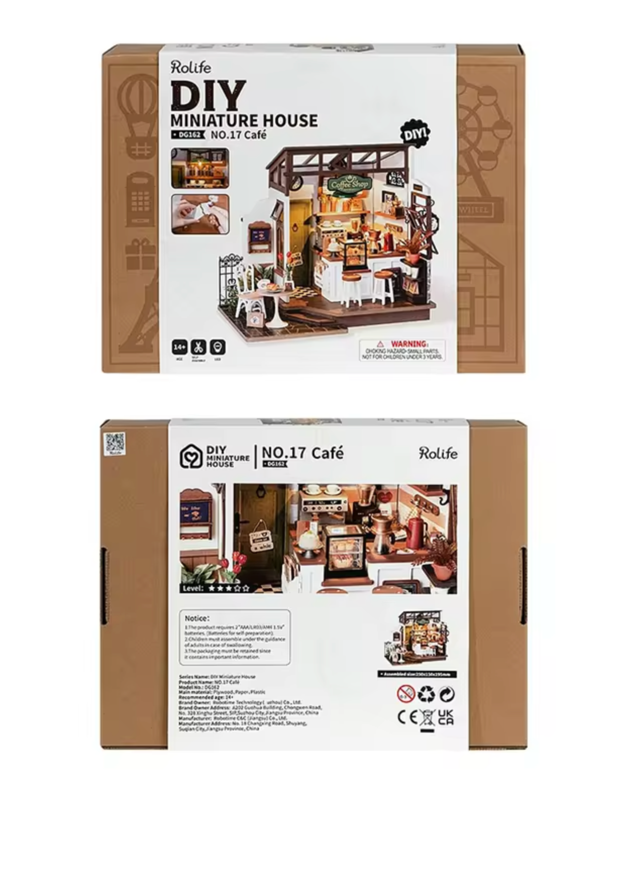 Robotime Rolife No.17 Café Miniature House Kit for Kids Adults DIY Dollhouse 3D Wooden Assembly Building Toys Home Decoration