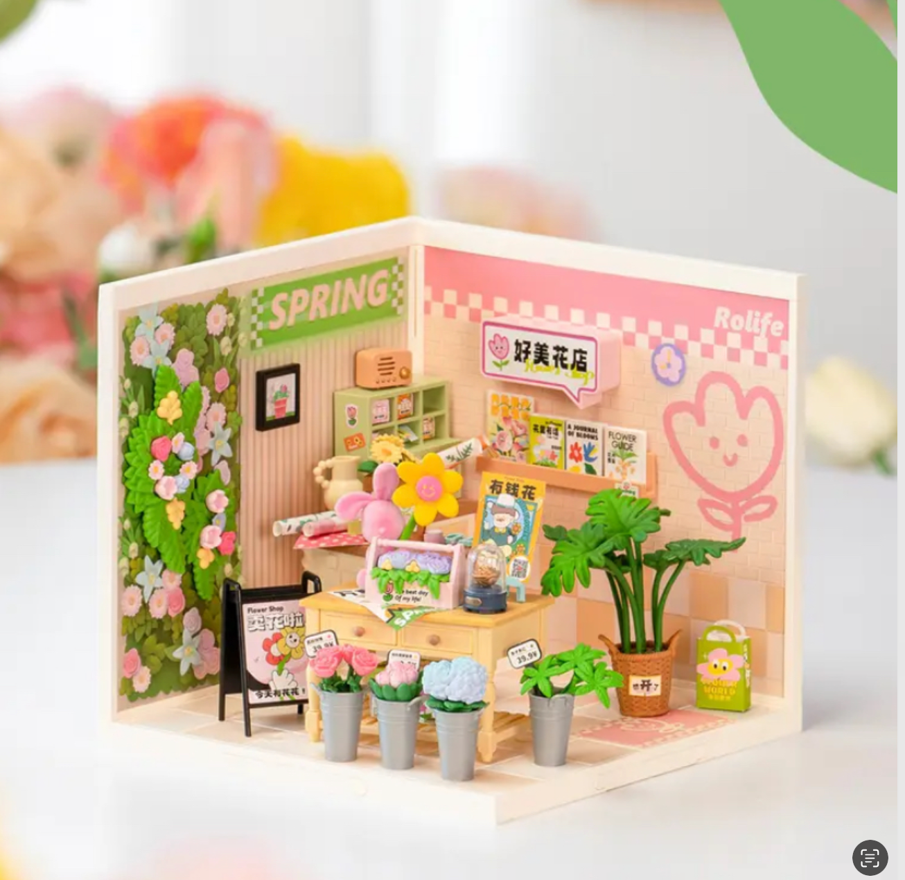 DW017 Rolife Fresh flower shop Blocks Model Building Toys Plastic DIY Miniature House Kit