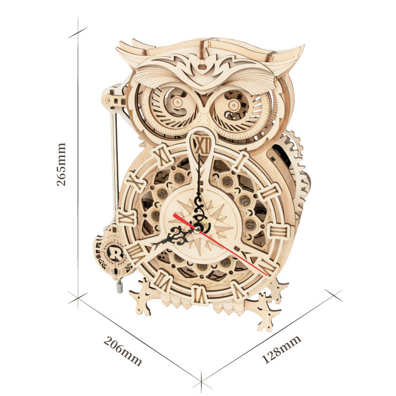 Robotime Rokr DIY Mechanical Owl Clock Model Kit Toys 3D Wooden Puzzles For Adults