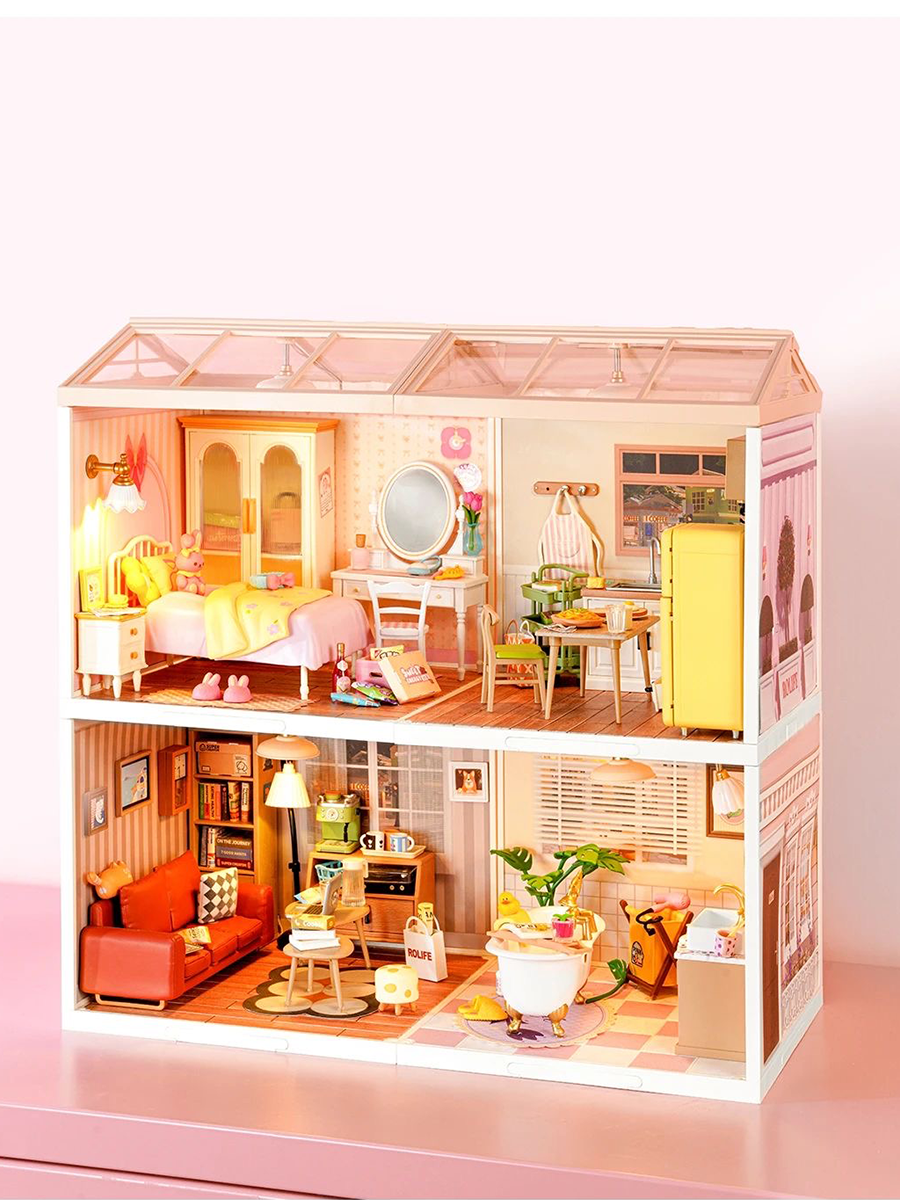 DW017 Rolife Fresh flower shop Blocks Model Building Toys Plastic DIY Miniature House Kit