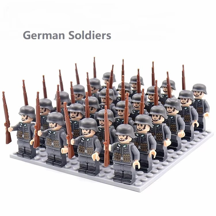 Military Blocks WW2 German USA British Army Soldiers Building Blocks Accessories Bricks Toys Kids