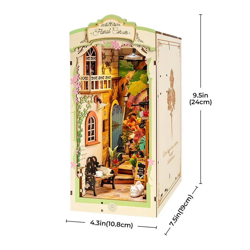 Robotime Rolife 3D Wooden Puzzles TGB09 Floral Corner Book Nook Christmas Gifts For Kids DIY Miniature House