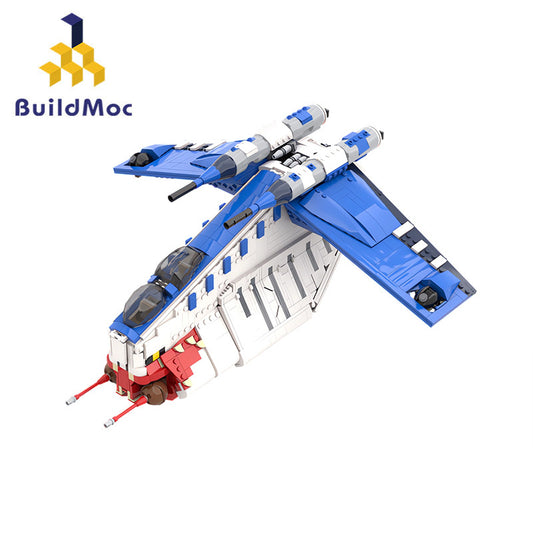 MOC Design Space War series blue color Republic Gunship with more modes building blocks toys