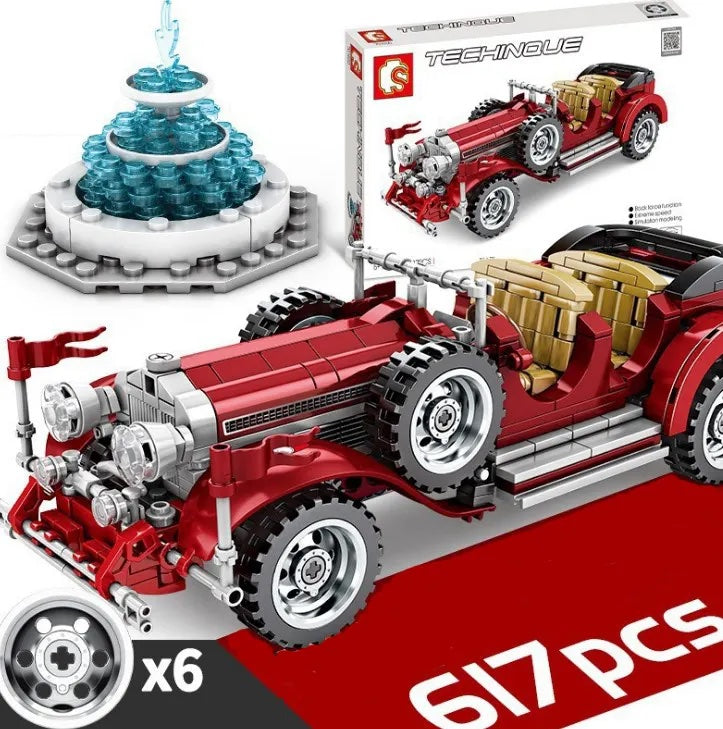 Creative 617 pcs classic Retro car block large size DIY Intelligence Assembled Building Block Toys