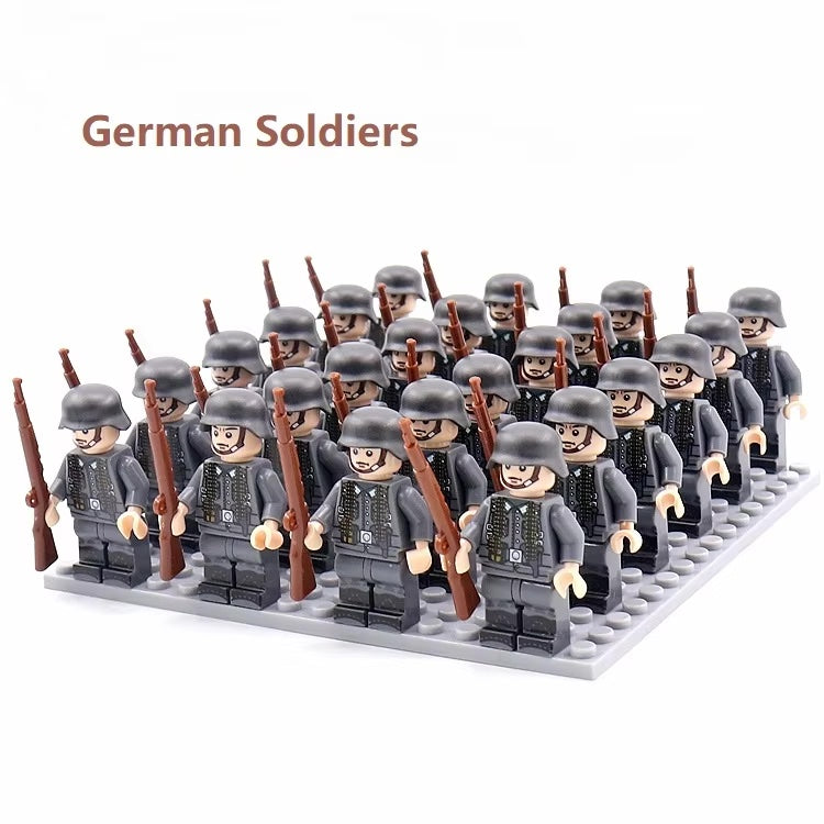 Military Blocks WW2 German USA British Army Soldiers Building Blocks Accessories Bricks Toys Kids