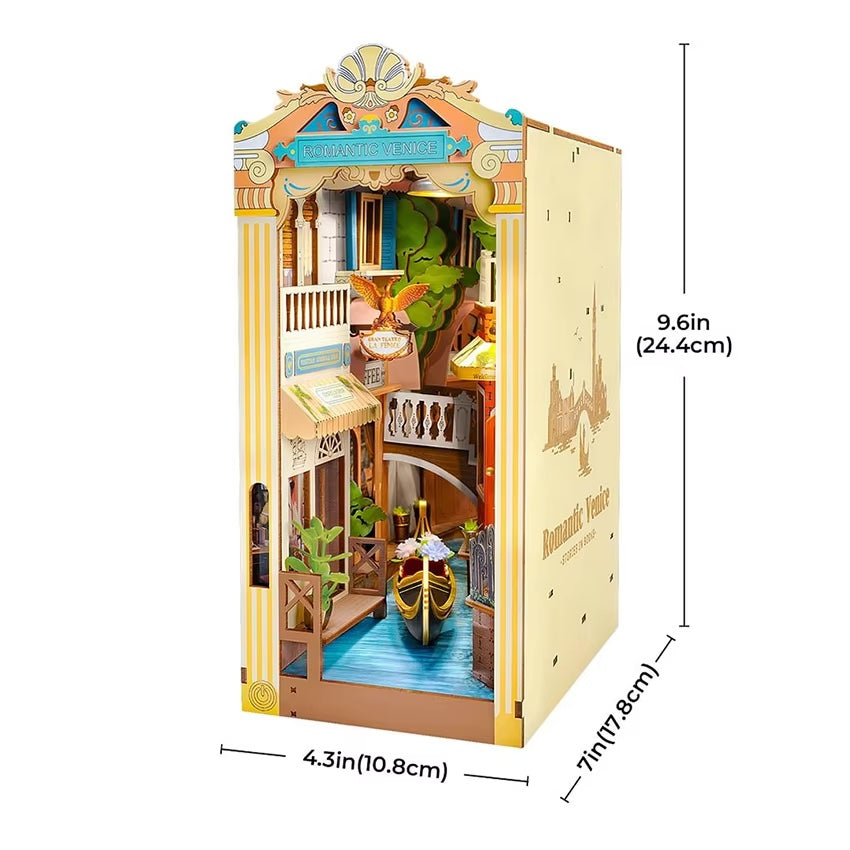 Robotime Rolife TGB08 Romantic Venice Miniature House 3D Wooden Puzzles DIY Book Nook Shelf Insert Christmas Gifts For Kids