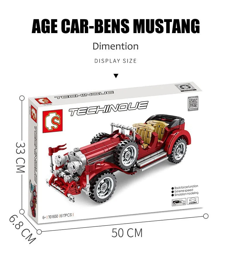 Creative 617 pcs classic Retro car block large size DIY Intelligence Assembled Building Block Toys