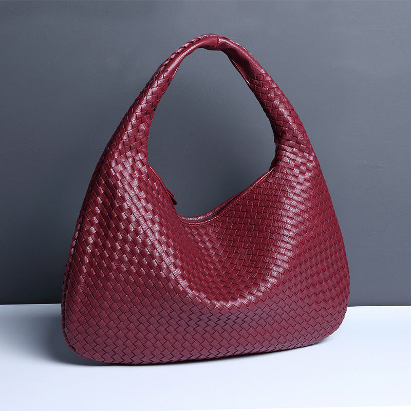 Weave Vegan Leather Shoulder Hobo Bag for women woven underarm bags