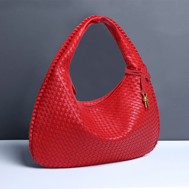 Weave Vegan Leather Shoulder Hobo Bag for women woven underarm bags