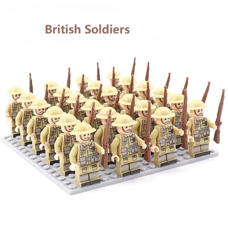 Military Blocks WW2 German USA British Army Soldiers Building Blocks Accessories Bricks Toys Kids