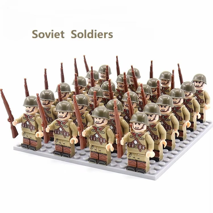 Military Blocks WW2 German USA British Army Soldiers Building Blocks Accessories Bricks Toys Kids