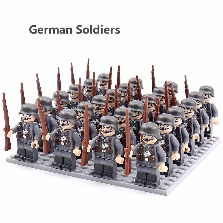 Military Blocks WW2 German USA British Army Soldiers Building Blocks Accessories Bricks Toys Kids