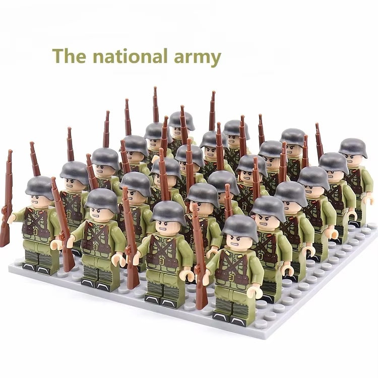 Military Blocks WW2 German USA British Army Soldiers Building Blocks Accessories Bricks Toys Kids