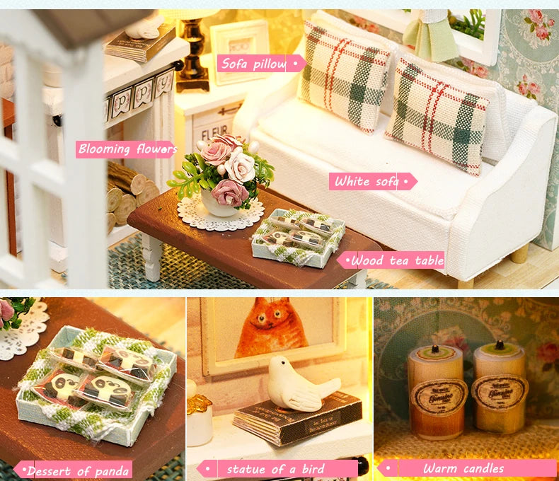 CUTEBEE Doll House Miniature DIY Dollhouse With Furnitures Wooden House Toys For Children  Holiday Times Z009