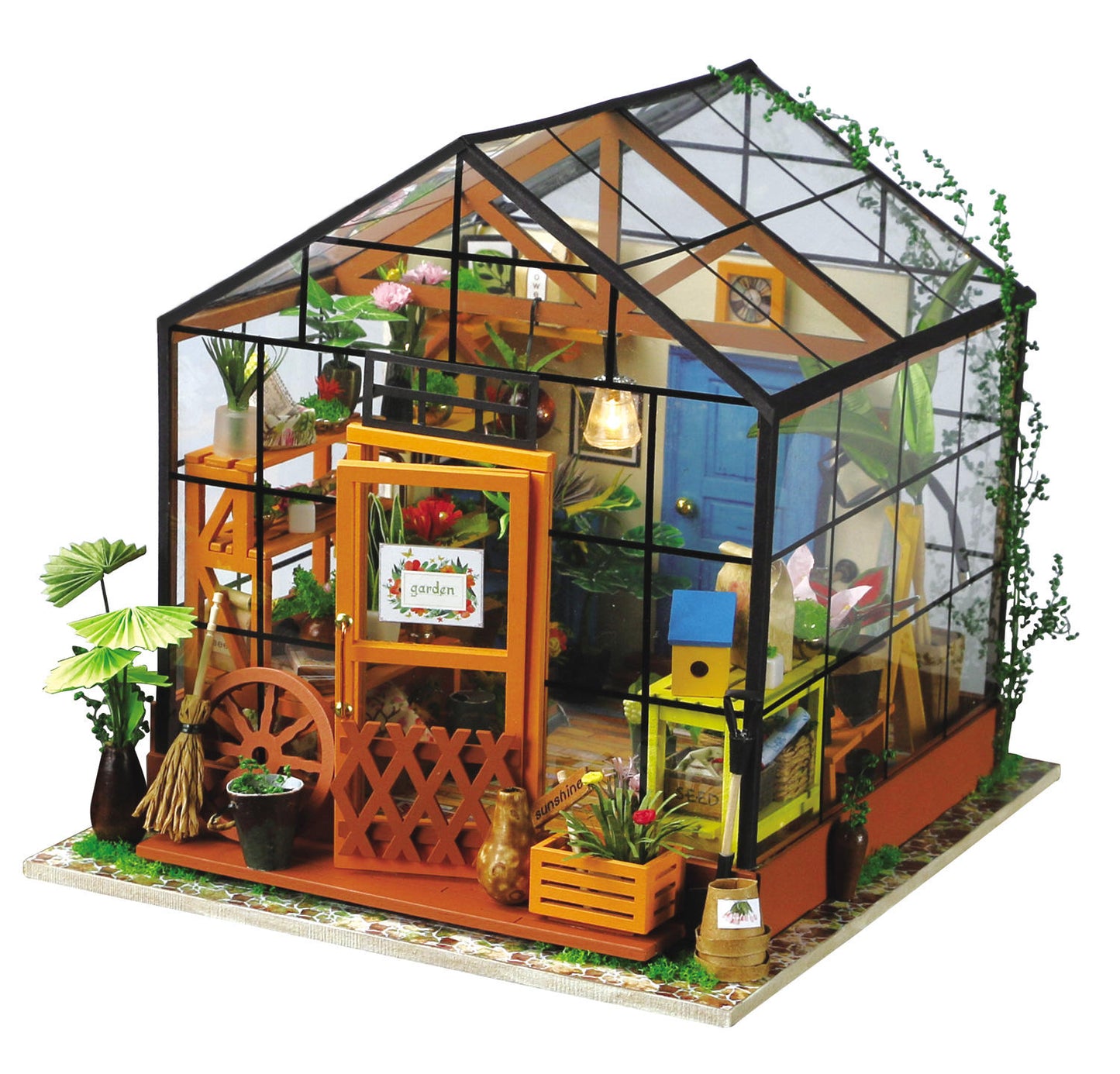 Assembled Toys DG104 Kathy's Green House 3D Wooden Puzzles DIY Miniature House Kit