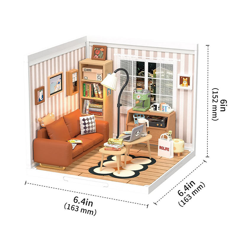 DW007 Cozy Living Lounge Robotime Rolife 3D Plastic Puzzle Building Toy Kit DIY Miniature House