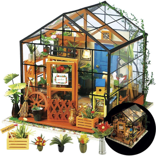 Assembled Toys DG104 Kathy's Green House 3D Wooden Puzzles DIY Miniature House Kit