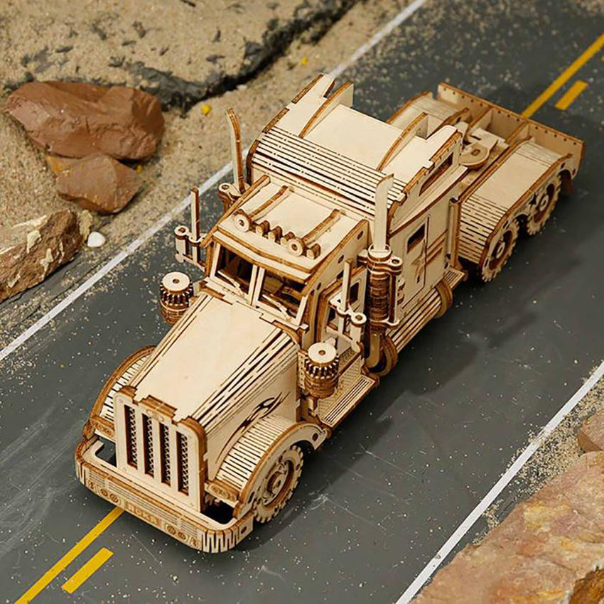 CPC Certificated Robotime Rokr Mechanical Heavy Truck Car Assembly Toy Wooden 3D Puzzle For Adults