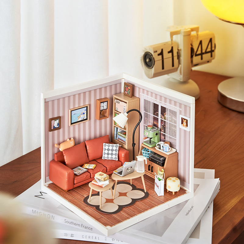 DW007 Cozy Living Lounge Robotime Rolife 3D Plastic Puzzle Building Toy Kit DIY Miniature House