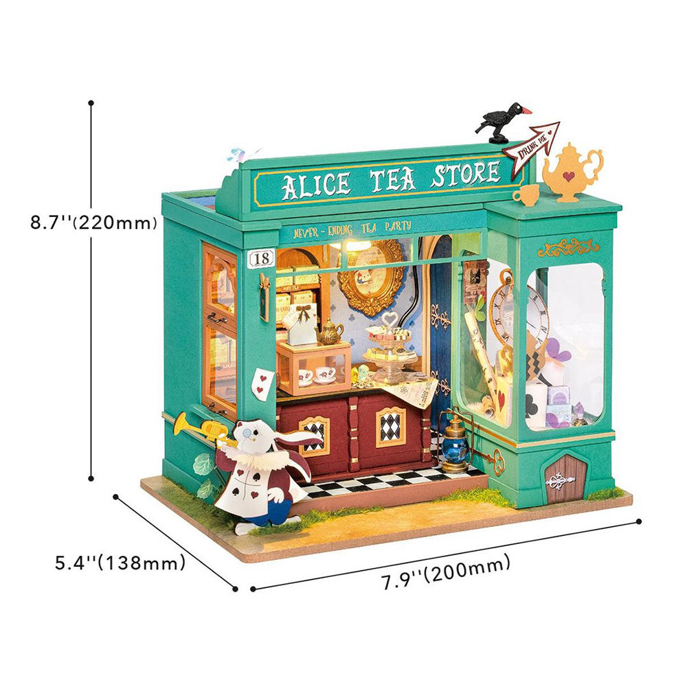 Robotime Rolife DG156 Alice's Tea Store DIY Miniature Doll House 3D Wooden Puzzles For Adults