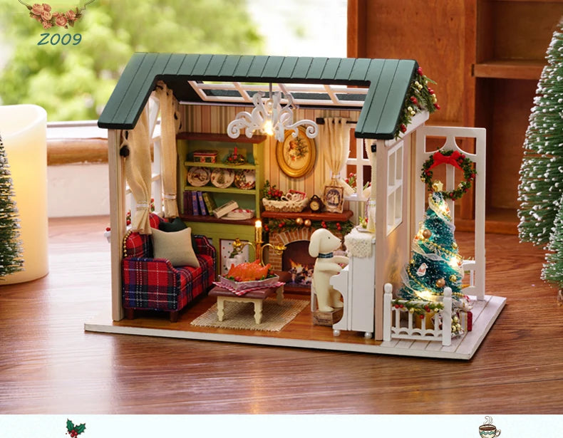 CUTEBEE Doll House Miniature DIY Dollhouse With Furnitures Wooden House Toys For Children  Holiday Times Z009