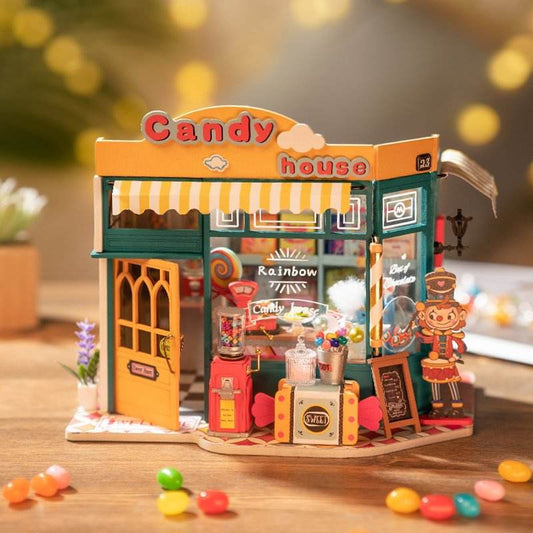 Handmade Puzzle Kit DG158 Rainbow Candy House 3D Diy Wooden Miniature Dollhouse