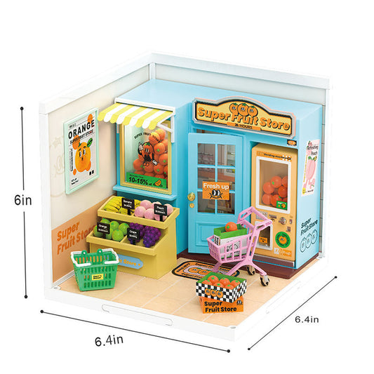 DW003 Robotime Rolife Fruit Store Collectible Blocks Model Building Toys 3D Plastic Puzzle DIY Miniature House Kit