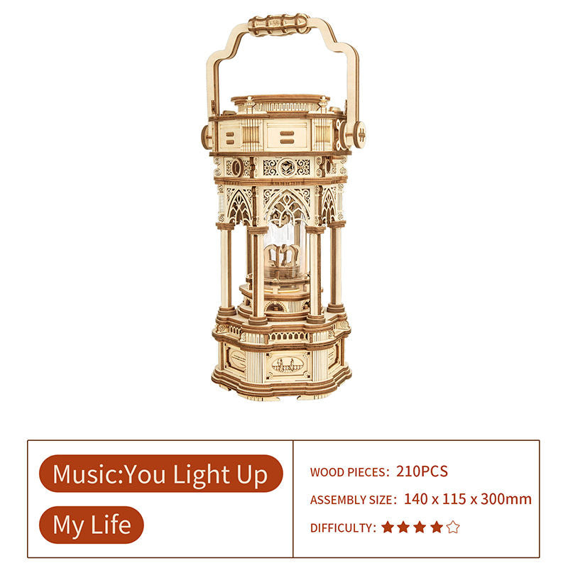 Robotime Rokr AMK61 Music Box Victorian Lantern Model Toys Wooden 3D Puzzles For Adults