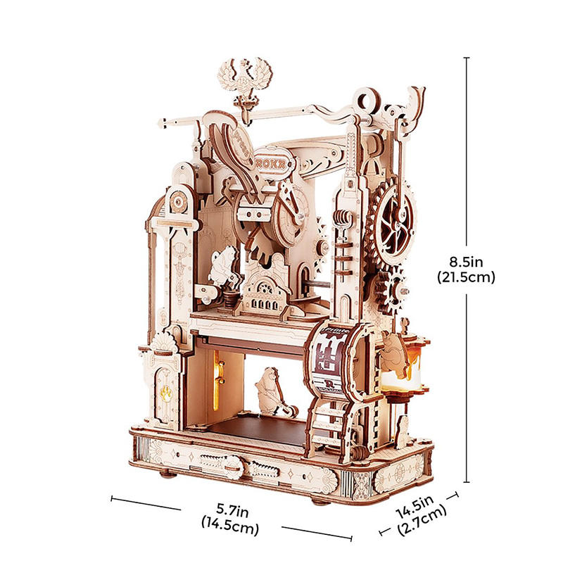 Robotime Rokr DIY Assemble Toys LK602 Printing Press Mechanical Wood Crafts 3D Wooden Puzzles For Adults