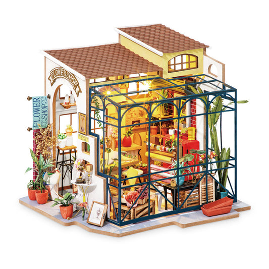 Robotime Rolife 3D Wooden Puzzles DG145 Emily's Flower Shop Model Kit DIY Miniature Doll House