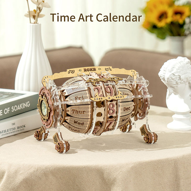 Robotime Rokr Handmade Wood Crafts Home Decor LC801 Time Engine Calendar 3D Wooden Puzzles