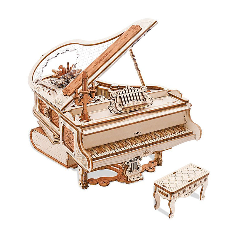 Robotime Rokr Tiktok Hot Selling Diy Toys AMK81 Magic Piano Mechanical Music Box Model Kit 3D Wooden Puzzles