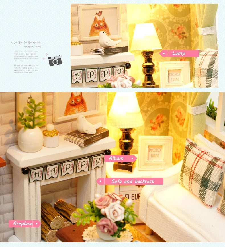 CUTEBEE Doll House Miniature DIY Dollhouse With Furnitures Wooden House Toys For Children  Holiday Times Z009