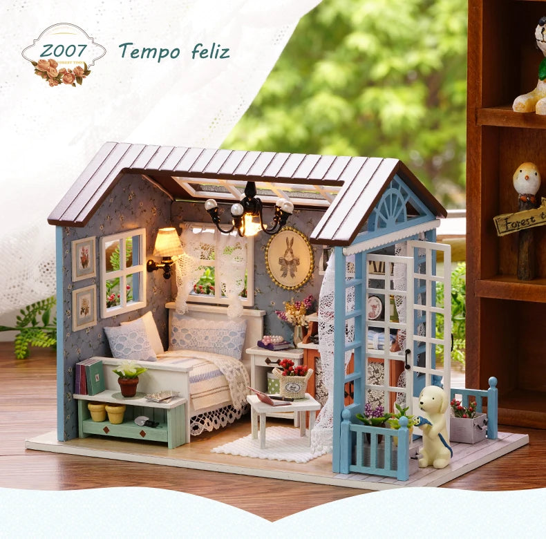 CUTEBEE Doll House Miniature DIY Dollhouse With Furnitures Wooden House Toys For Children  Holiday Times Z009