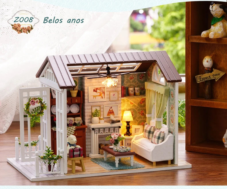 CUTEBEE Doll House Miniature DIY Dollhouse With Furnitures Wooden House Toys For Children  Holiday Times Z009