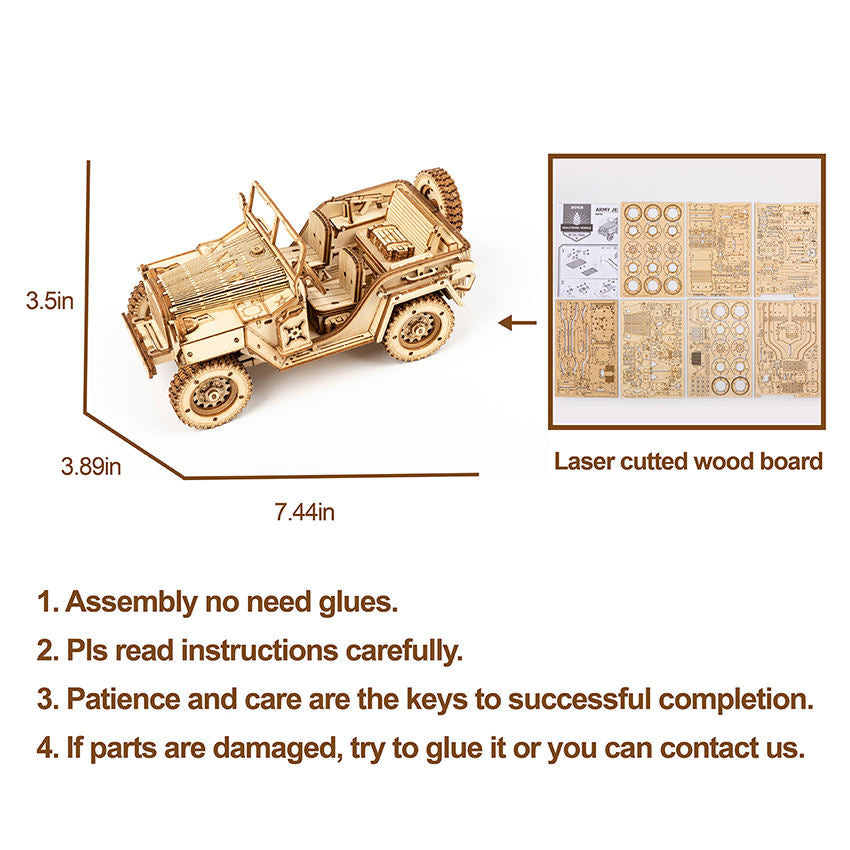 CPC Certificated Robotime Rokr Self Assembly Kit Set MC701 Car Model Mechanical Wooden 3D Puzzles For Adults