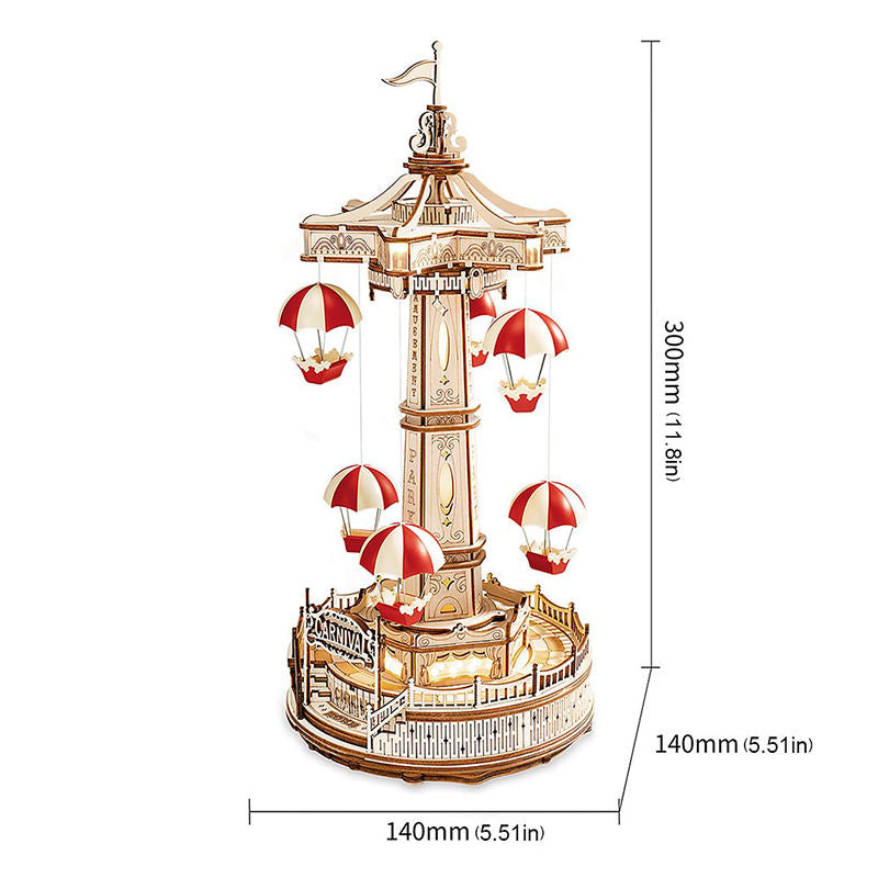 Robotime Rokr DIY Assemble Miniature Toys Music Box EA01 Parachute Tower Model Kits Wooden 3D Puzzles For Adults