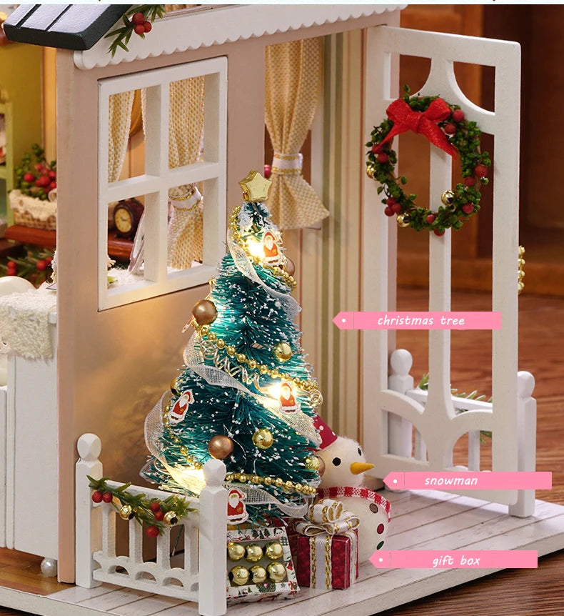 CUTEBEE Doll House Miniature DIY Dollhouse With Furnitures Wooden House Toys For Children  Holiday Times Z009