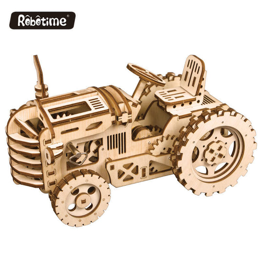 CPC Certificated Robotime Rokr 3D Wooden Educational Toy LK401 Tractor Car Model Assembly Puzzle For Kids