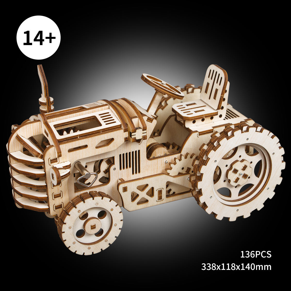 CPC Certificated Robotime Rokr 3D Wooden Educational Toy LK401 Tractor Car Model Assembly Puzzle For Kids