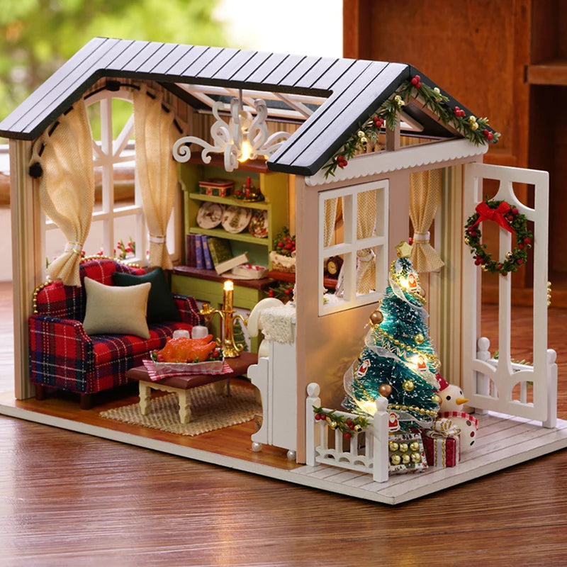 CUTEBEE Doll House Miniature DIY Dollhouse With Furnitures Wooden House Toys For Children  Holiday Times Z009