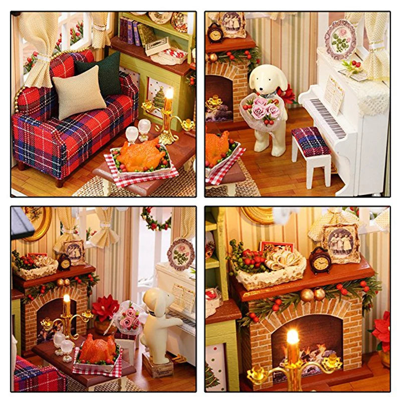 CUTEBEE Doll House Miniature DIY Dollhouse With Furnitures Wooden House Toys For Children  Holiday Times Z009